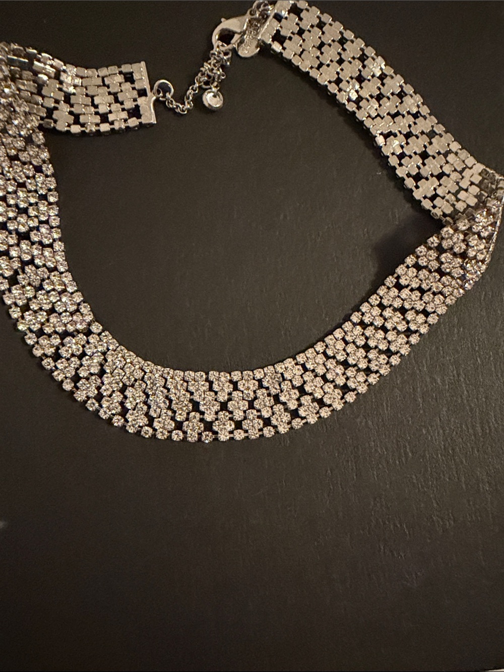 Express Silver-Tone Multi-Row Crystal Necklace